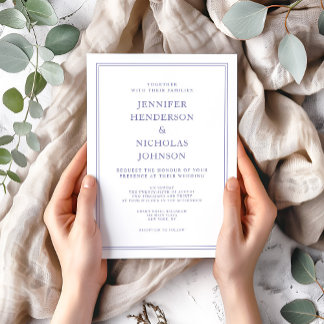 Elegant Classic Purple & White Wedding Invitation
