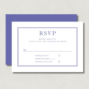 Elegant Classic Purple White Wedding  RSVP Card