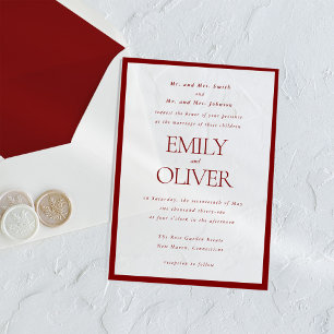 Elegant Classic Red Frame Burgundy Overlay Wedding Acrylic Invitations