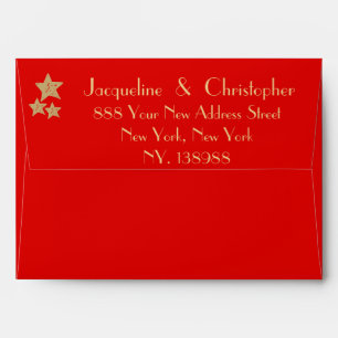 Elegant classic red & gold wedding invitation envelope