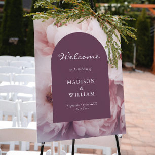 Elegant Classic Regal Purple Peonies Arch Wedding Poster