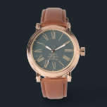 Elegant Classic Roman Numerals Typography Wedding Watch<br><div class="desc">Keep it classy with this stylish wrist watch with chic vintage vibes. Featuring roman numerals against a classic background of deep slate green,  the dial displays the couple's names and 'the date' in elegant typography,  and makes for a timelessly tasteful gift for your loved ones.</div>