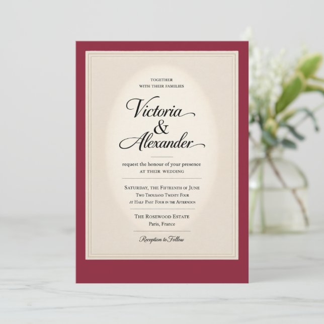 Elegant Classic Royal Wedding Invitation | Luxury  (Standing Front)