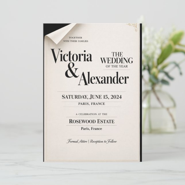 Elegant Classic Royal Wedding Invitation | Luxury  (Standing Front)