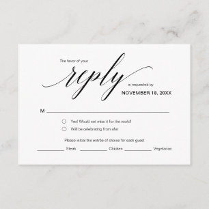 Elegant Classic RSVP,  Black Font, Respond Enclosure Card
