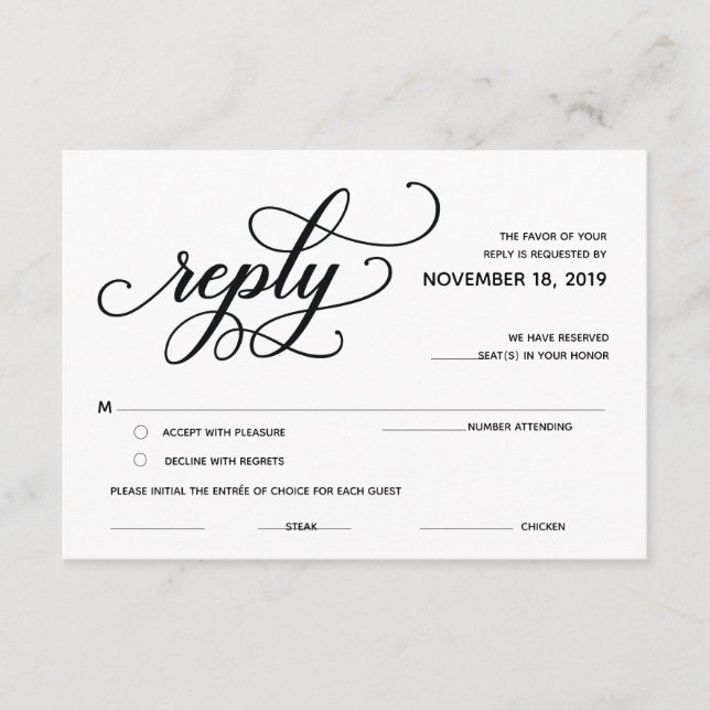 Elegant Classic RSVP (Response) Enclosure Card (Front)