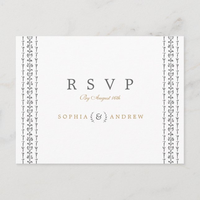 Elegant classic rustic vintage wedding RSVP Invitation Postcard (Front)