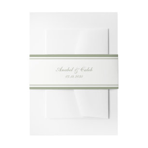 Elegant Classic Sage Green Border Frame Wedding Invitation Belly Band