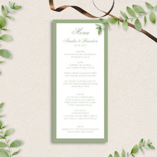 Elegant Classic Sage Green Border Script Wedding Menu