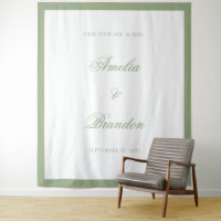 Elegant Classic Sage Green Border Wedding Backdrop