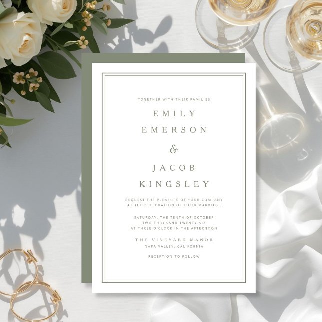 Elegant Classic Sage Green Wedding Invitation (Elegant Classic Sage Green Wedding Invitation)