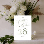 Elegant Classic Sage on White Calligraphy Wedding Table Number<br><div class="desc">***this design is part of a matching collection*** _______________________ this design template is fully editable / customisable by you the customer - click personalise further button if you wish to move, add, delete, or make significant changes to the design _______________________ *if you have any DESIGN questions or need more designs...</div>