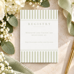 Elegant Classic Sage Stripe Monogram Bridal Shower Enclosure Card