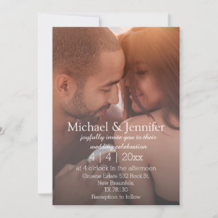 elegant classic script 2 photos simple wedding  invitation