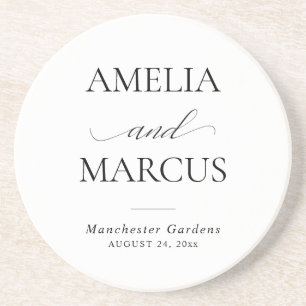 Elegant Classic Script Calligraphy Wedding Coaster