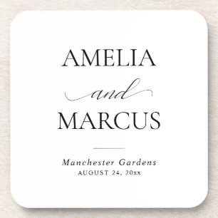 Elegant Classic Script Calligraphy Wedding Coaster