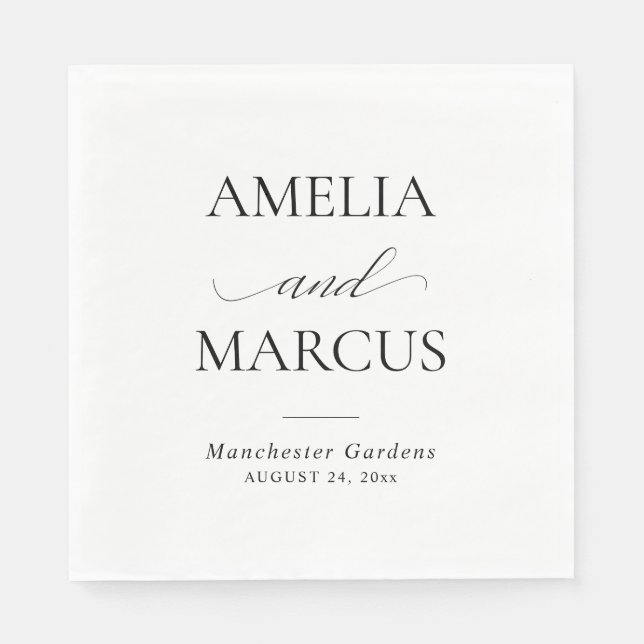 Elegant Classic Script Calligraphy Wedding Napkin (Front)