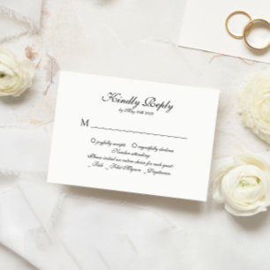 Elegant Classic Script Monogram Wedding Rsvp Card