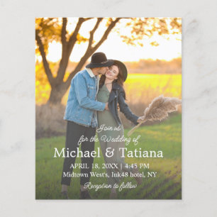elegant classic script photo wedding invitation flyer