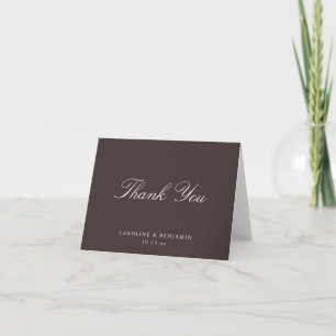 Elegant Classic Script Wedding Fall Brown Folded Thank You Card