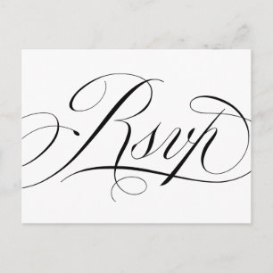Elegant Classic Script Wedding RSVP  Postcard