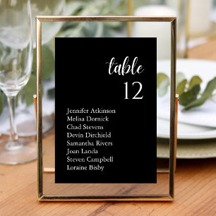 Elegant Classic Serif Wedding Guest Names Table Number