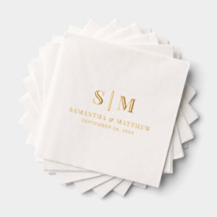 Elegant Classic Simple Couple Monogram Wedding Foil Napkins