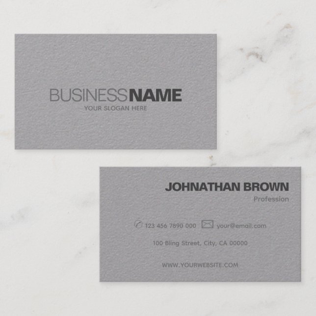 Elegant Classic Simple Grey Kraft Paper Plain Cool Business Card (Front/Back)