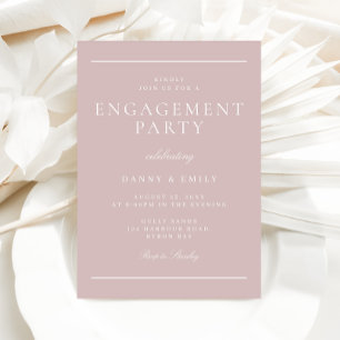 Elegant Classic Soft Pink Minimal Engagement Party Invitation