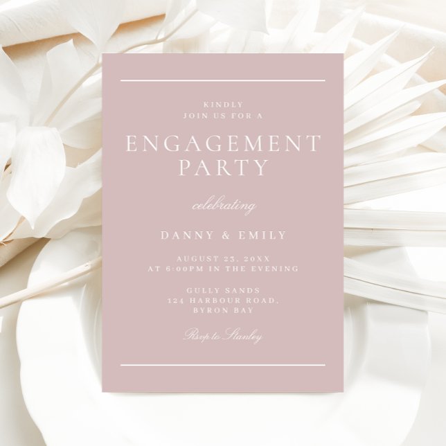 Elegant Classic Soft Pink Minimal Engagement Party Invitation (Creator Uploaded)