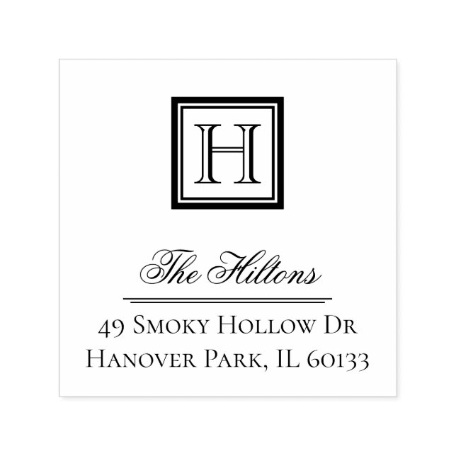 Elegant Classic Square Monogram Stamp (Design)