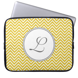 Elegant, classic sunny yellow chevron zigzag laptop sleeve