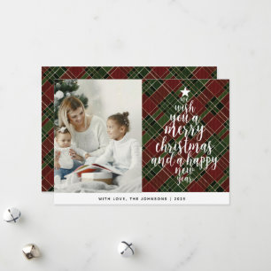 Elegant Classic Tartan Family Photo Christmas  Holiday Card