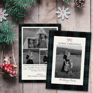 Elegant Classic Tartan Plaid Christmas Four Photo Holiday Card