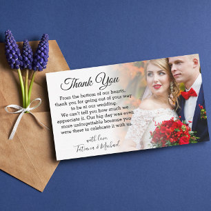 elegant classic  thank you wedding day photo faded card