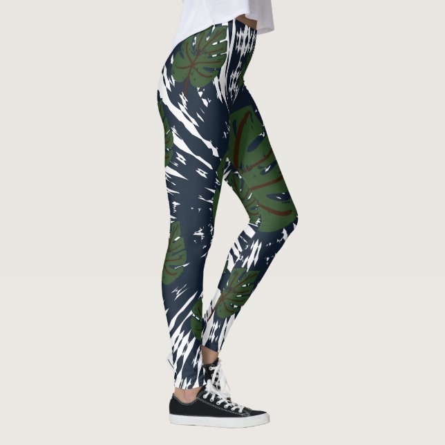 Elegant Classic  Tie & Dye Leaf  Leggings (Right)