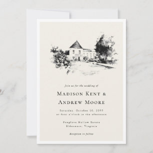 Elegant Classic Upload Your Wedding Venue Sketch Invitation