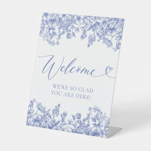 Elegant Classic Vintage Blue Floral Welcome Sign