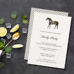 Elegant Classic Vintage Horse Race Derby Party Invitation<br><div class="desc">Elegant Classic Horse Race Derby Party Invitation with a Vintage illustration of a horse and striped pattern on the back. All text elements can be changed so this design can be used for other events too: classy equestrian wedding invitation, barn opening and more. Background and text colours can be changed...</div>