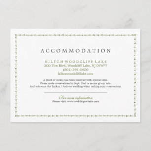Elegant classic vintage wedding accommodation enclosure card