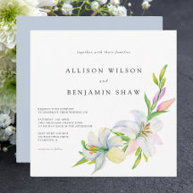 Elegant Classic Watercolor Floral Wedding Invite