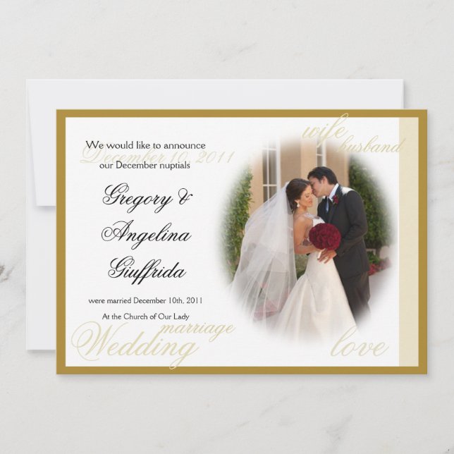 Elegant Classic Wedding Announcement (Front)
