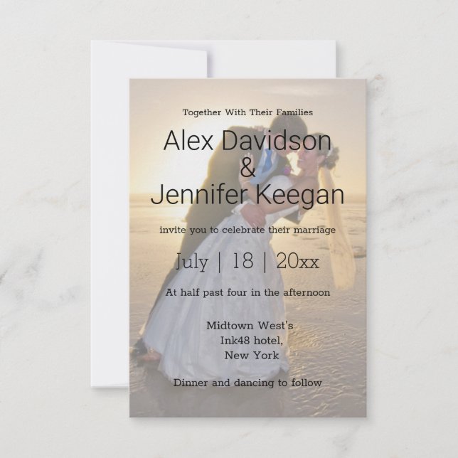 elegant classic wedding day photo overlay invitation (Front)