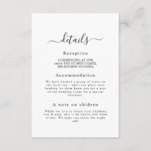 Elegant Classic Wedding Detail Enclosure Card