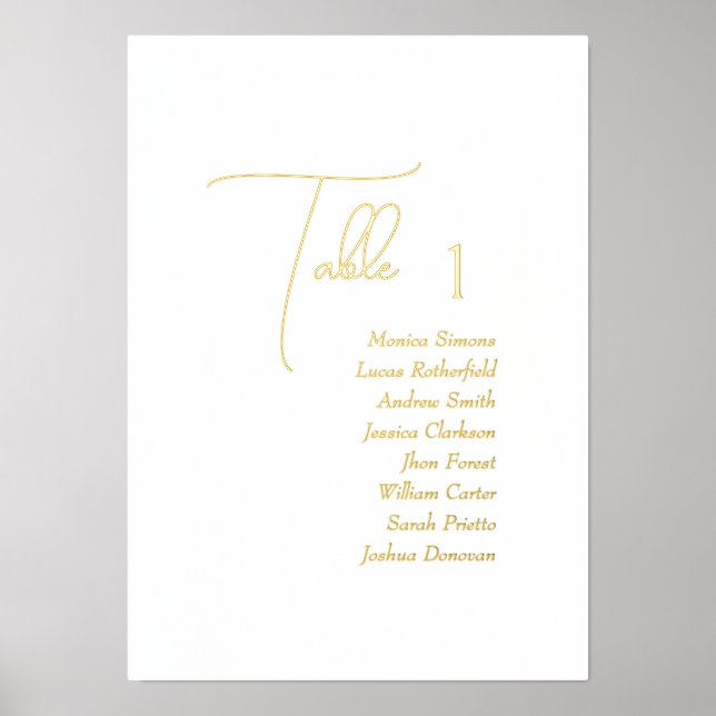 Elegant Classic Wedding Foil Print Seating Chart (Front)