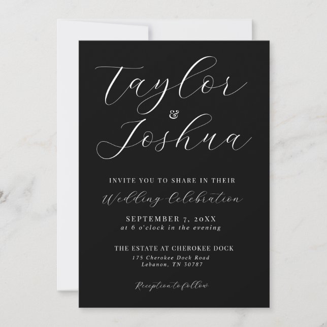 Elegant Classic Wedding Invitation | Black & White (Front)