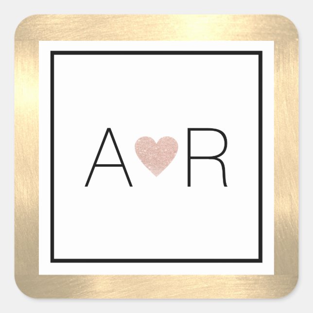 elegant classic wedding love monogram  square sticker (Front)