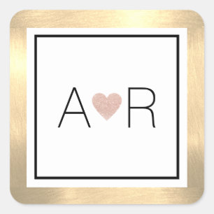 elegant classic wedding love monogram square sticker
