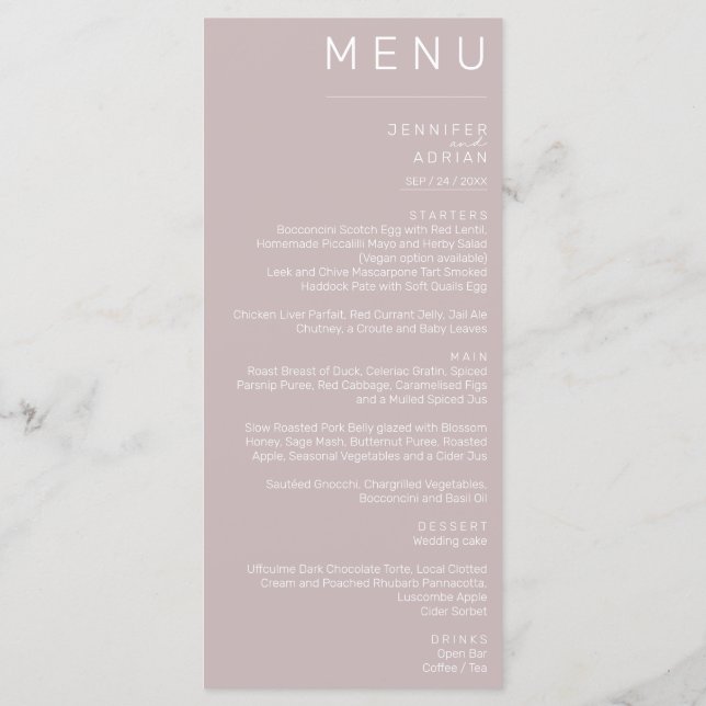 Elegant Classic Wedding Menu (Back)