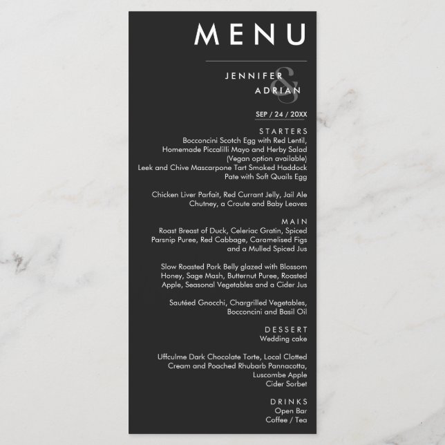 Elegant Classic Wedding Menu (Back)
